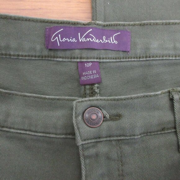 Gloria Vanderbilt Amanda 5-Pocket Jeans Sz 10 Petite Green Straight Leg Stretch - Picture 3 of 7